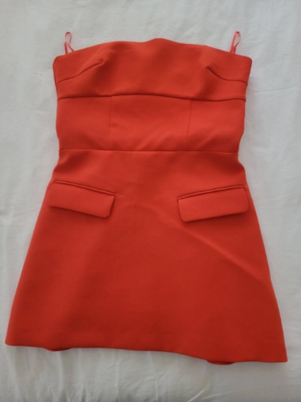 Zara Red Cocktail Romper Dress Womens Small Strapless Mini Party Zip Back - Picture 2 of 7